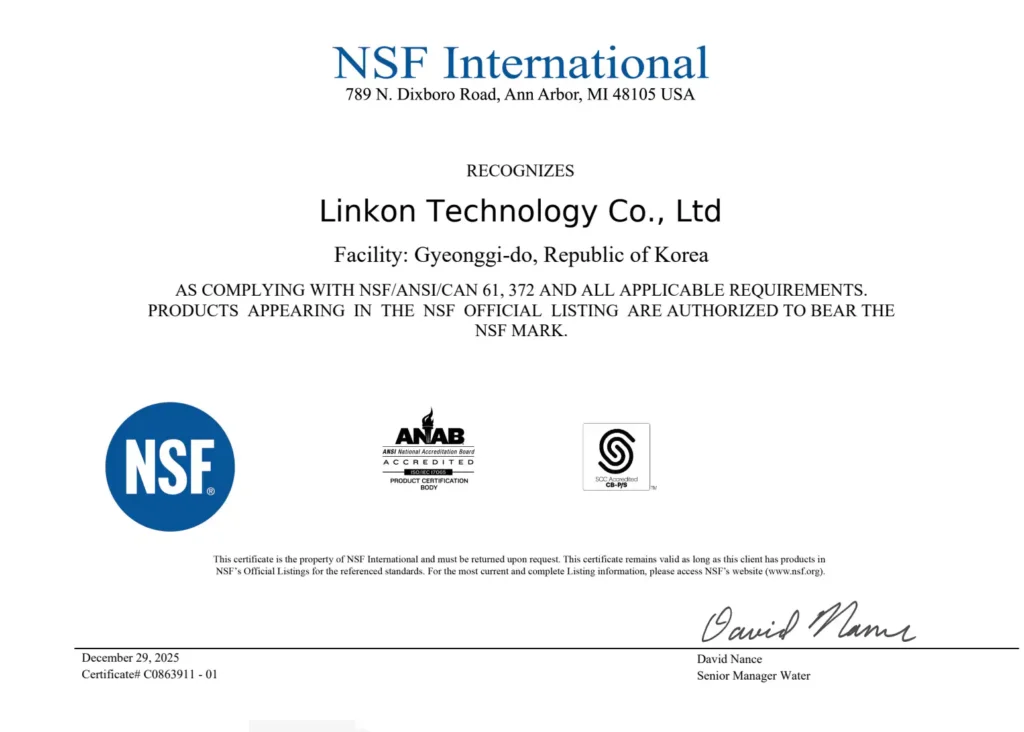 nsf61&372 certificate(factory)